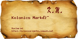 Kolonics Markó névjegykártya